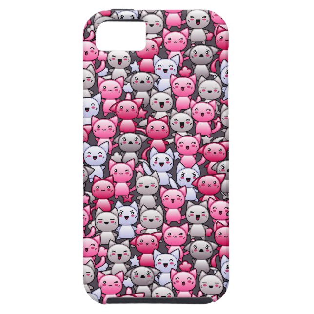 Muster mit niedlichen kawaii Gekritzelkatzen 2 Case-Mate iPhone Hülle (Rückseite)
