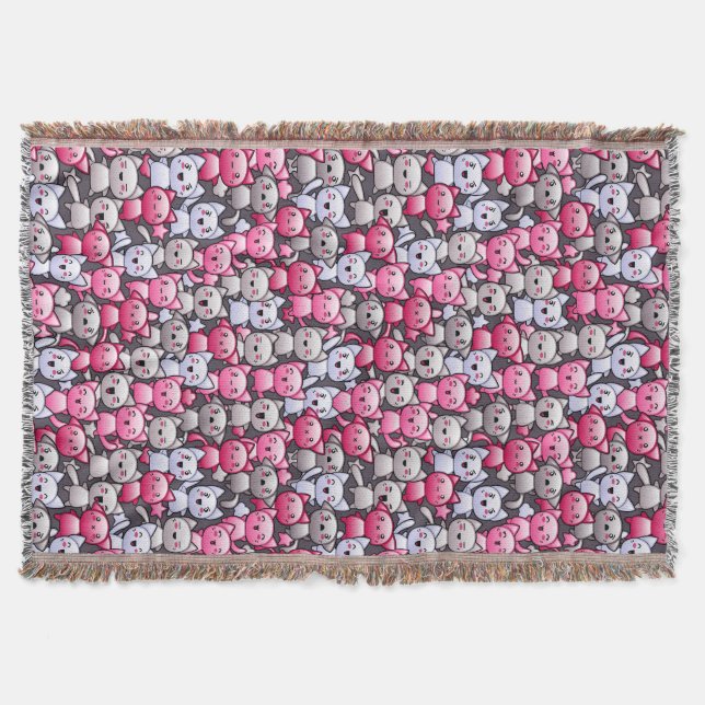 Muster mit niedlichen kawaii Gekritzelkatzen 2 Decke (Vorderseite)