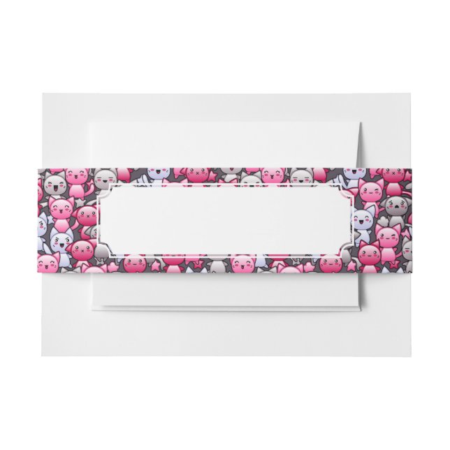 Muster mit niedlichen kawaii Gekritzelkatzen 2 Einladungsbanderole (Vorderseite Beispiel)