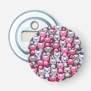 Muster mit niedlichen kawaii Gekritzelkatzen 2 Flaschenöffner