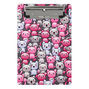 Muster mit niedlichen kawaii Gekritzelkatzen 2 Mini Klemmbrett