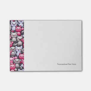 Muster mit niedlichen kawaii Gekritzelkatzen 2 Post-it Klebezettel