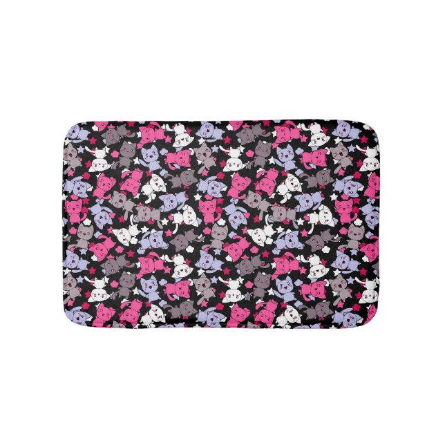 Muster mit niedlichen kawaii Gekritzelkatzen 3 Badematte (Vorderseite)