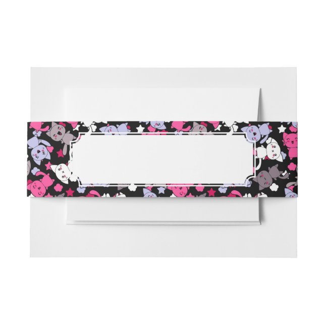 Muster mit niedlichen kawaii Gekritzelkatzen 3 Einladungsbanderole (Vorderseite Beispiel)