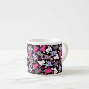 Muster mit niedlichen kawaii Gekritzelkatzen 3 Espressotasse