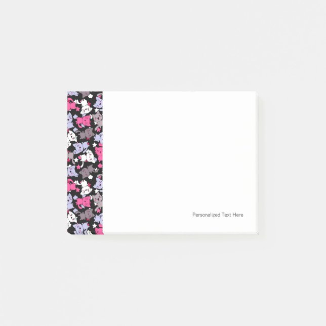 Muster mit niedlichen kawaii Gekritzelkatzen 3 Post-it Klebezettel (Vorderseite)