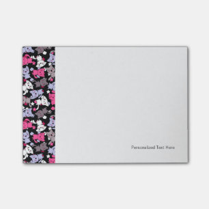 Muster mit niedlichen kawaii Gekritzelkatzen 3 Post-it Klebezettel