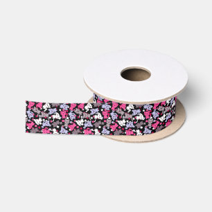 Muster mit niedlichen kawaii Gekritzelkatzen 3 Satinband