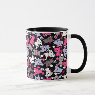Muster mit niedlichen kawaii Gekritzelkatzen 3 Tasse