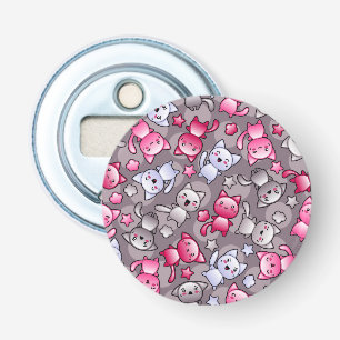Muster mit niedlichen kawaii Gekritzelkatzen Flaschenöffner