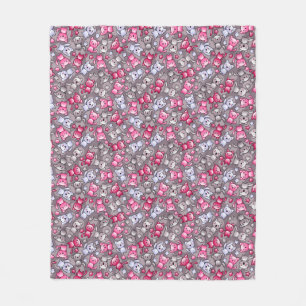 Muster mit niedlichen kawaii Gekritzelkatzen Fleecedecke