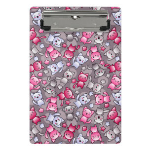 Muster mit niedlichen kawaii Gekritzelkatzen Mini Klemmbrett