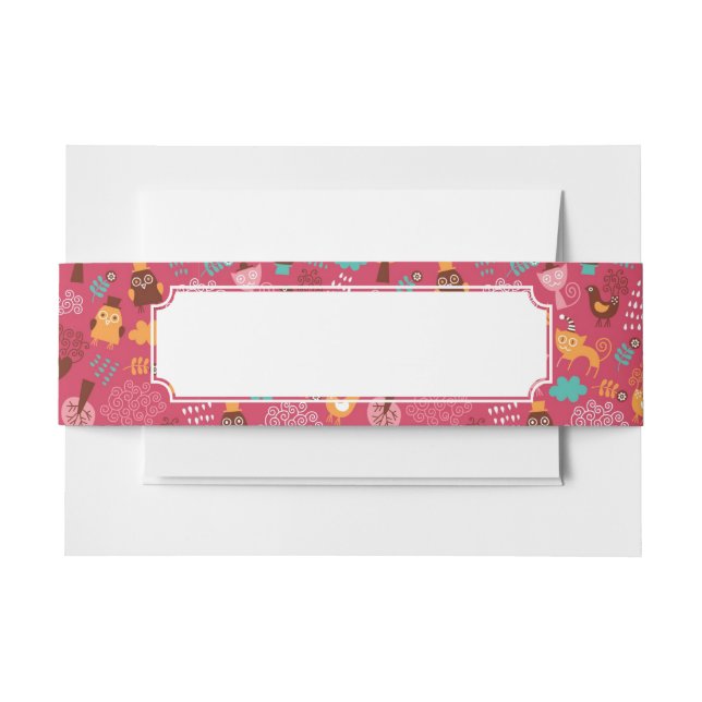 Muster mit niedlichen Vögeln und Katzen Einladungsbanderole (Vorderseite Beispiel)
