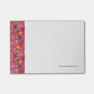 Muster mit niedlichen Vögeln und Katzen Post-it Klebezettel