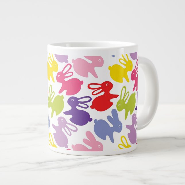 Muster mit Ostern-Kaninchen Jumbo-Tasse (Vorderseite Rechts)