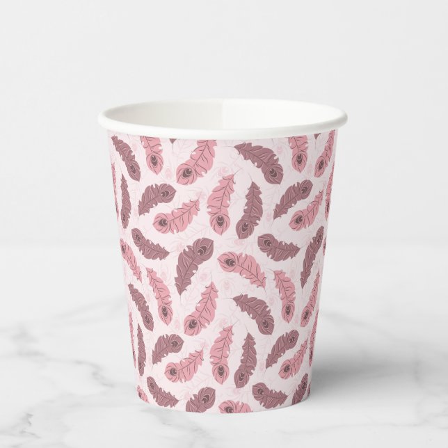 Muster mit Pfauenfedern Pappbecher (Links)