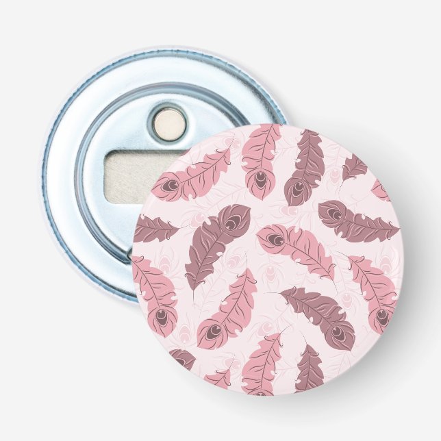 Muster mit Pfaufedern Flaschenöffner (Vorderseite)