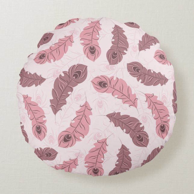 Muster mit Pfaufedern Rundes Kissen (Vorderseite)