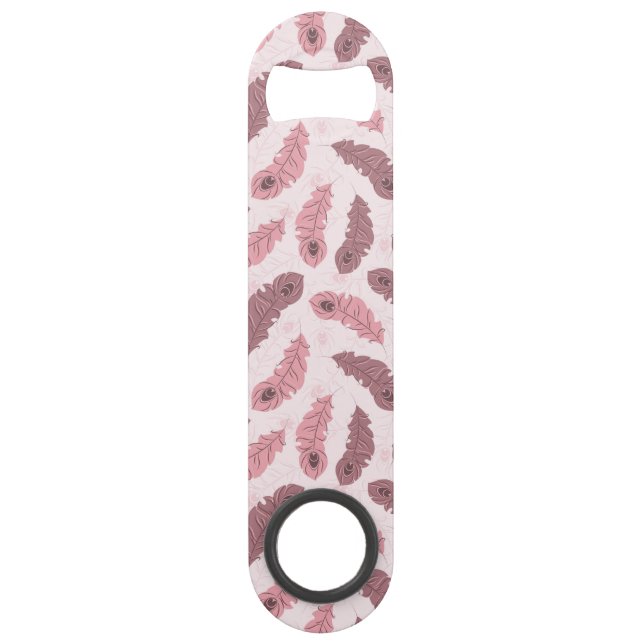 Muster mit Pfaufedern Speedflaschenöffner (Vorderseite)