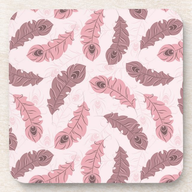 Muster mit Pfaufedern Untersetzer (Vorderseite)