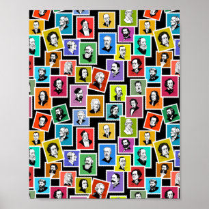 Muster mit Porträts der beststen Komponisten Poster