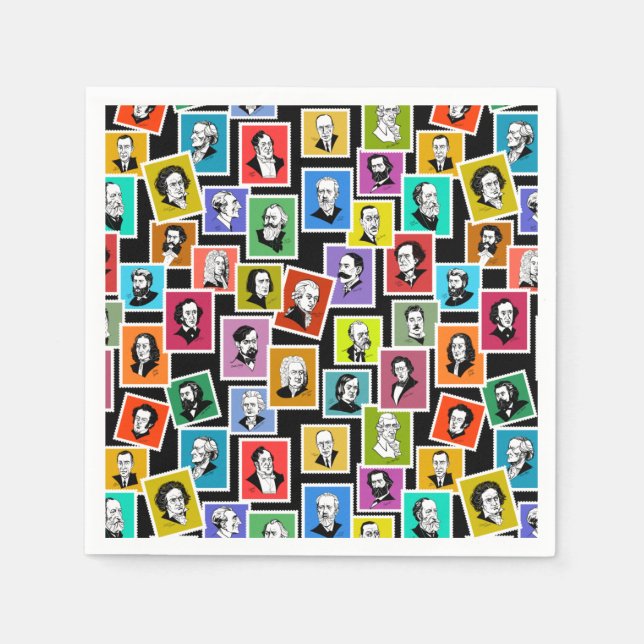 Muster mit Porträts der beststen Komponisten Serviette (Vorderseite)