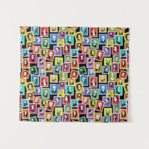 Muster mit Porträts der beststen Komponisten Wandteppich