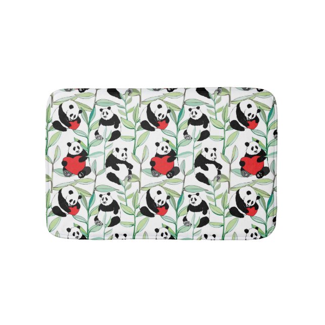 Muster mit reizenden Pandas mit Herzen Badematte (Vorderseite)