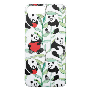 Muster mit reizenden Pandas mit Herzen iPhone 8 Plus/7 Plus Hülle