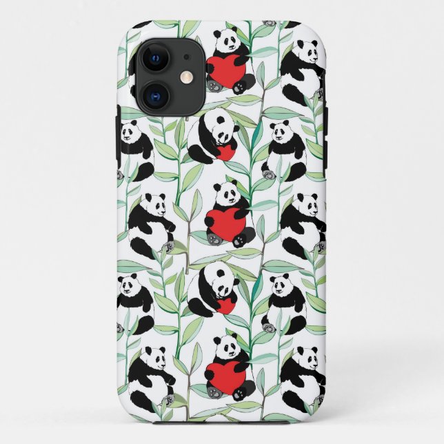 Muster mit reizenden Pandas mit Herzen Case-Mate iPhone Hülle (Rückseite)