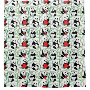 Muster mit reizenden Pandas mit Herzen Duschvorhang