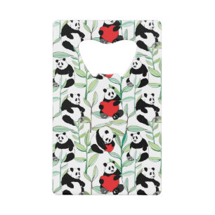 Muster mit reizenden Pandas mit Herzen Geldbeutel Flaschenöffner
