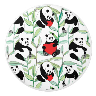Muster mit reizenden Pandas mit Herzen Keramikknauf