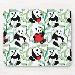 Muster mit reizenden Pandas mit Herzen Mousepad