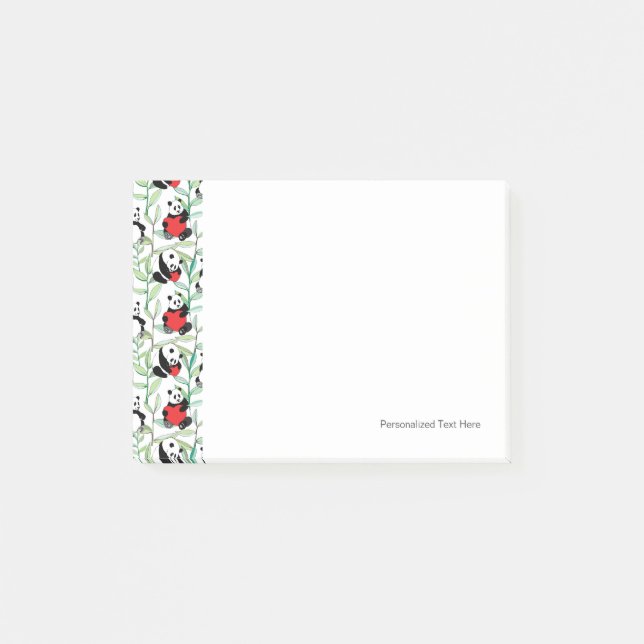 Muster mit reizenden Pandas mit Herzen Post-it Klebezettel (Vorderseite)