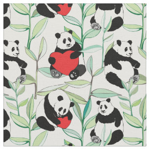 Muster mit reizenden Pandas mit Herzen Stoff