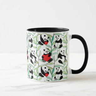 Muster mit reizenden Pandas mit Herzen Tasse