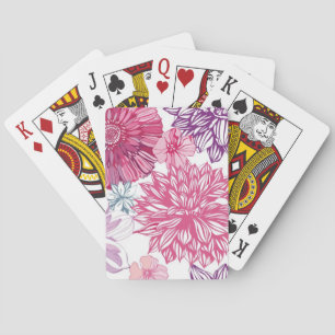 Muster mit rosa Astern und Dahlie Spielkarten