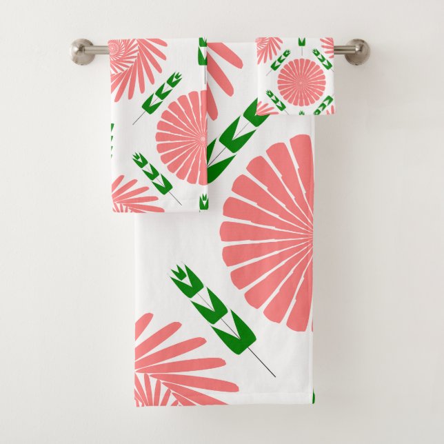 Muster mit rosa Blume Badhandtuch Set (Insitu)