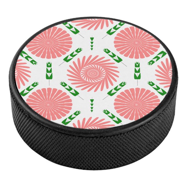 Muster mit rosa Blume Eishockey Puck (3/4)