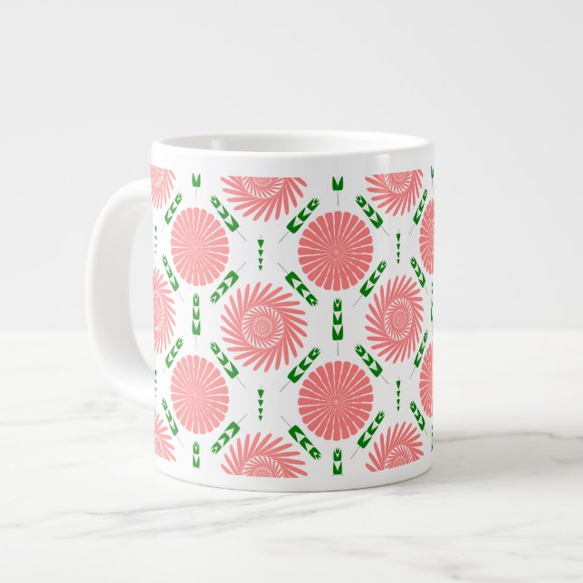 Muster mit rosa Blume Jumbo-Tasse (Vorderseite Links)