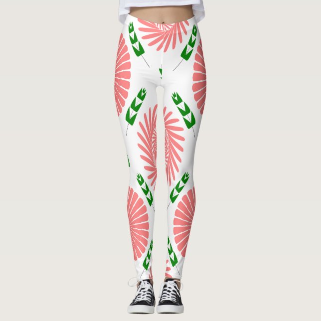 Muster mit rosa Blume Leggings (Vorderseite)