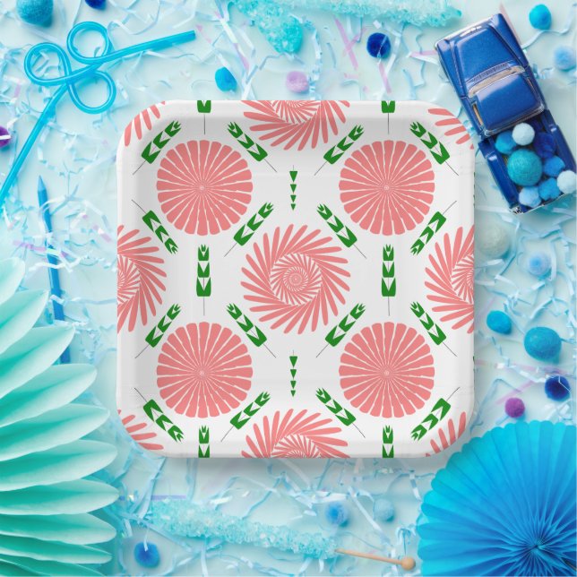 Muster mit rosa Blume Pappteller (Party)