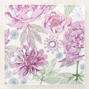 Muster mit rosa Blumen Glasuntersetzer