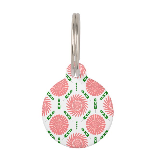 Muster mit rosa Blumen  Haustiermarke (Vorderseite)