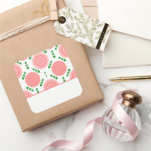 Muster mit rosa Blumen Quadratischer Aufkleber