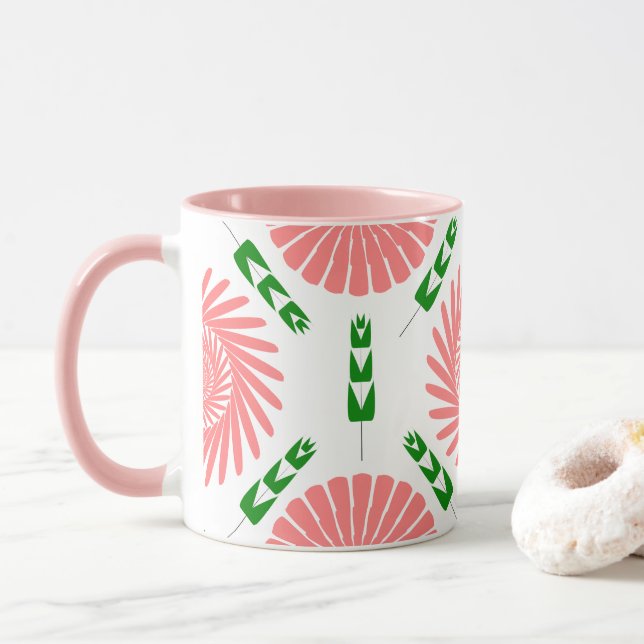 Muster mit rosa Blumen  Tasse (Mit Donut)