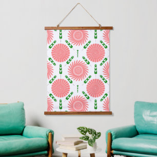 Muster mit rosa Blumen Wandteppich Mit Holzrahmen