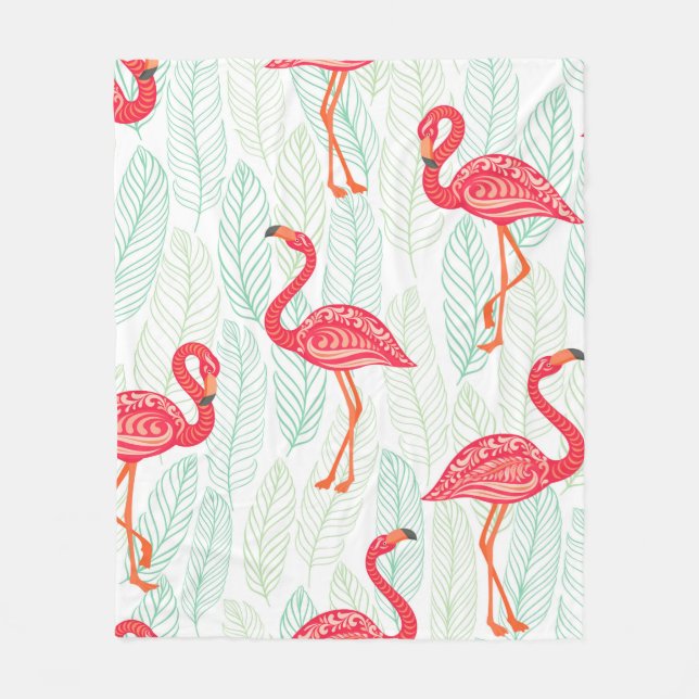 Muster mit rosa Flamingo-Ornamenten im Hintergrund Fleecedecke (Vorderseite)