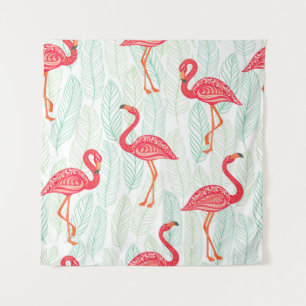 Muster mit rosa Flamingo-Ornamenten im Hintergrund Wandteppich